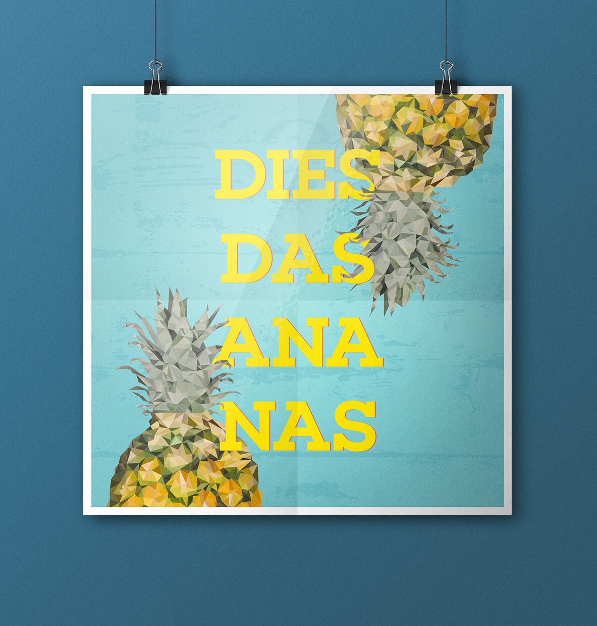 Posterdesign: digitale Low-Poly Illustration für ein Ananas Poster